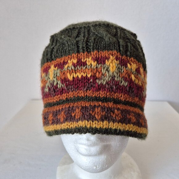 Lost Horizons 100% Wool Fleece Line Knit Fair Isle Winter Beanie Womens One Size - Picture 4 of 12